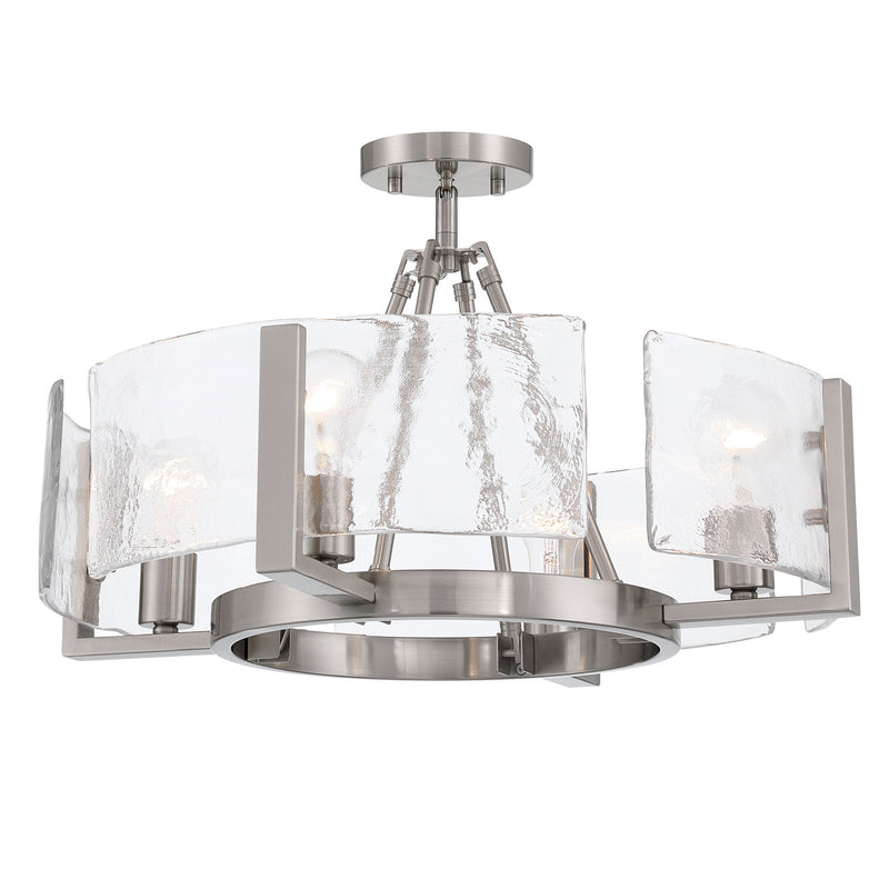 Golden 3164-4SF PW-HWG Four Light Semi-Flush Mount, Pewter