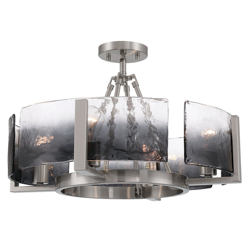 Golden 3164-4SF PW-SWG Four Light Semi-Flush Mount, Pewter