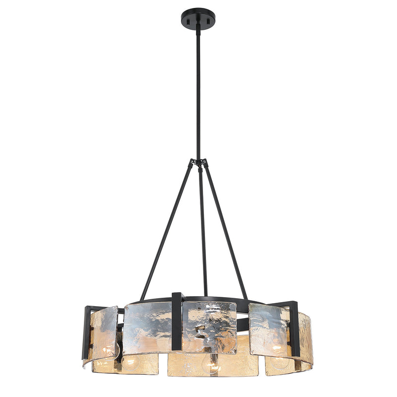 Golden 3164-6 BLK-AWG Six Light Chandelier, Matte Black