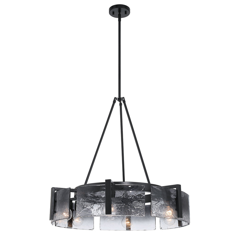 Golden 3164-6 BLK-SWG Six Light Chandelier, Matte Black