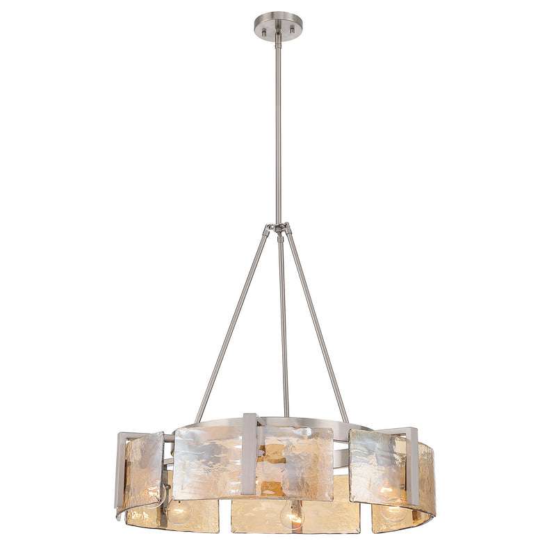 Golden 3164-6 PW-AWG Six Light Chandelier, Pewter