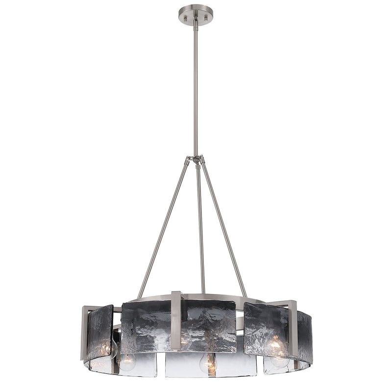 Golden 3164-6 PW-SWG Six Light Chandelier, Pewter