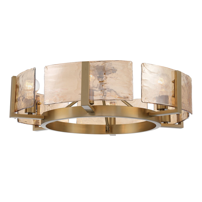 Golden 3164-6SF BCB-AWG Six Light Semi-Flush Mount, Brushed Champagne Brass