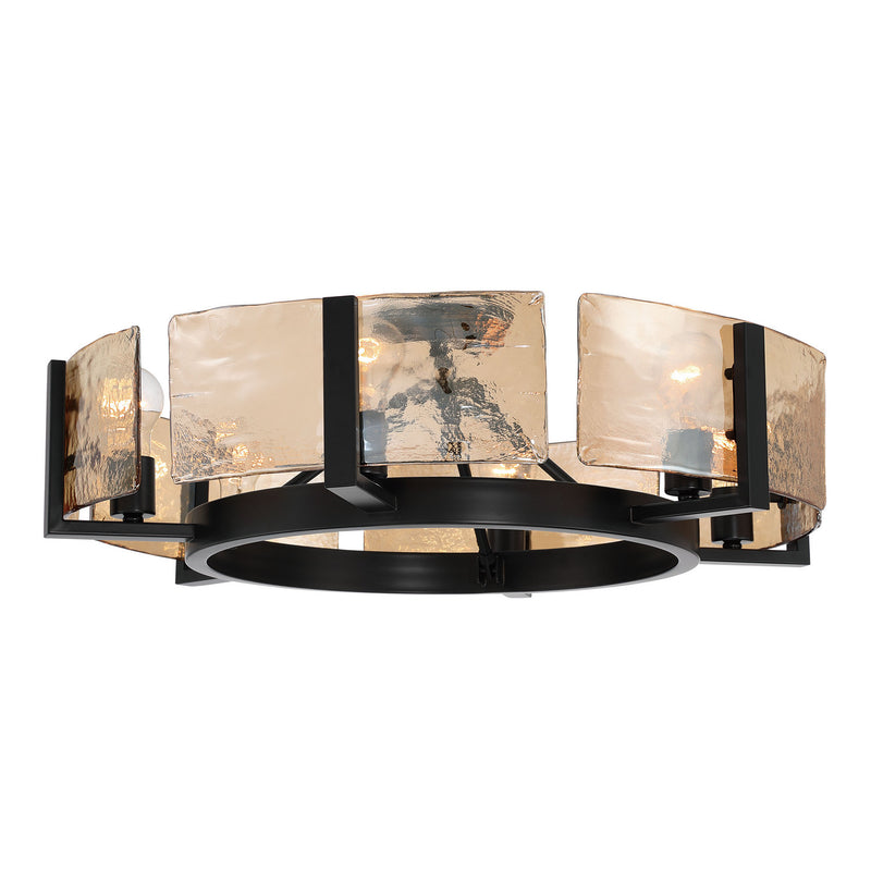 Golden 3164-6SF BLK-AWG Six Light Semi-Flush Mount, Matte Black