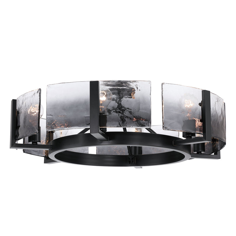 Golden 3164-6SF BLK-SWG Six Light Semi-Flush Mount, Matte Black