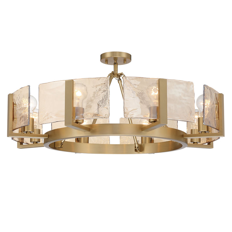 Golden 3164-8SF BCB-AWG Eight Light Semi-Flush Mount, Brushed Champagne Brass