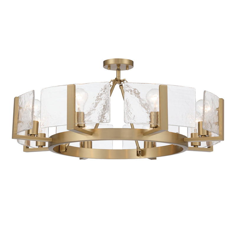 Golden 3164-8SF BCB-HWG Eight Light Semi-Flush Mount, Brushed Champagne Brass