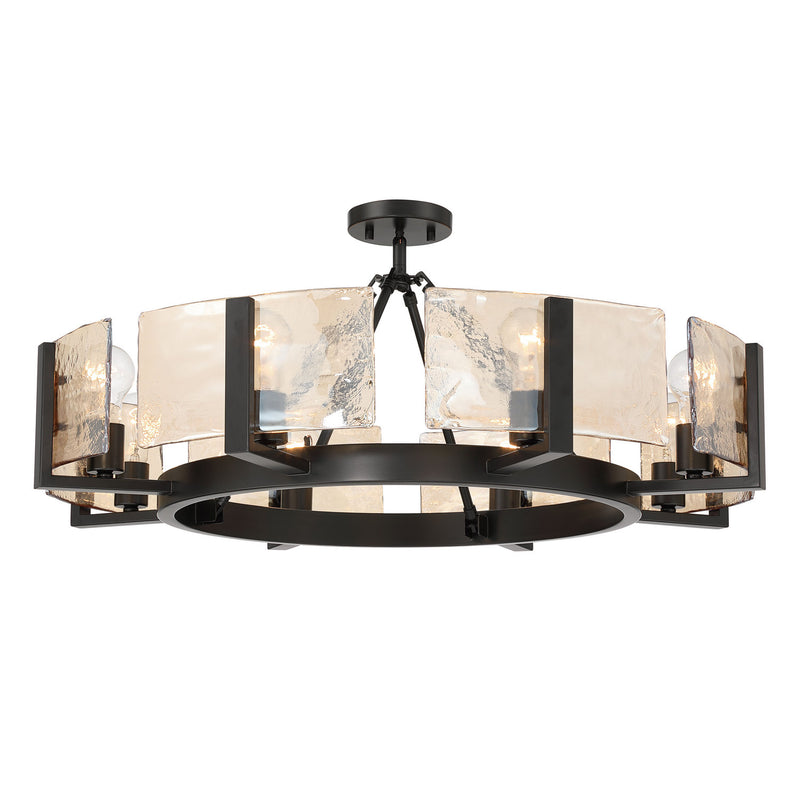 Golden 3164-8SF BLK-AWG Eight Light Semi-Flush Mount, Matte Black