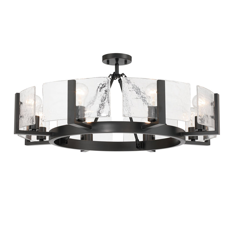 Golden 3164-8SF BLK-HWG Eight Light Semi-Flush Mount, Matte Black