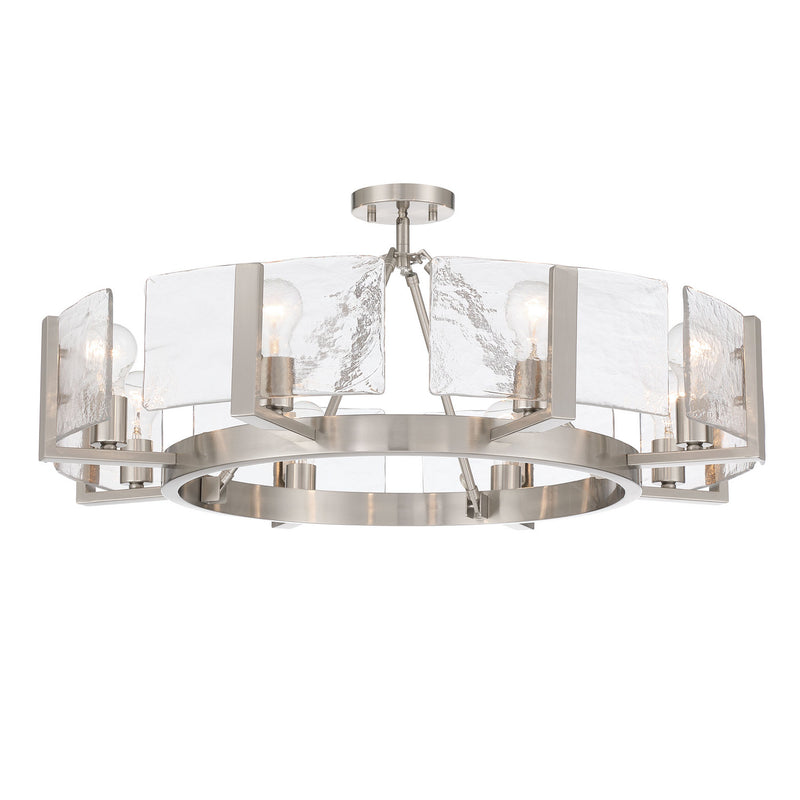 Golden 3164-8SF PW-HWG Eight Light Semi-Flush Mount, Pewter