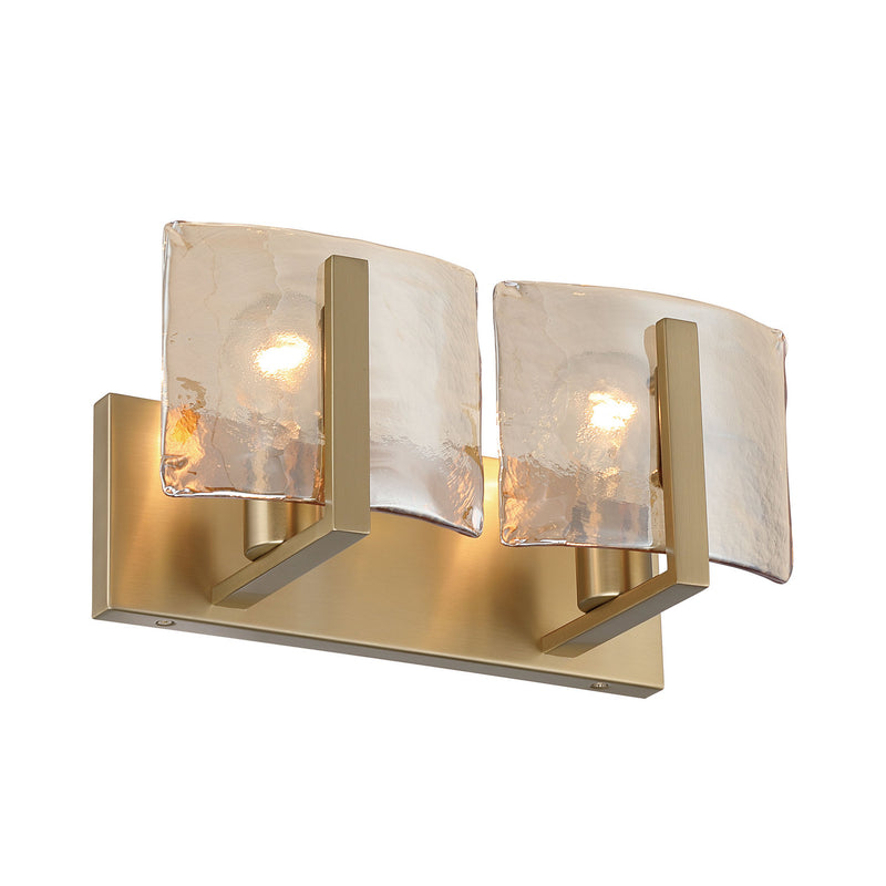Golden 3164-BA2 BCB-AWG Two Light Vanity, Brushed Champagne Brass