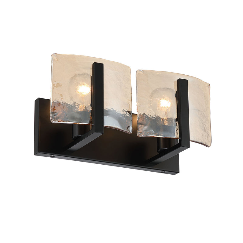 Golden 3164-BA2 BLK-AWG Two Light Vanity, Matte Black