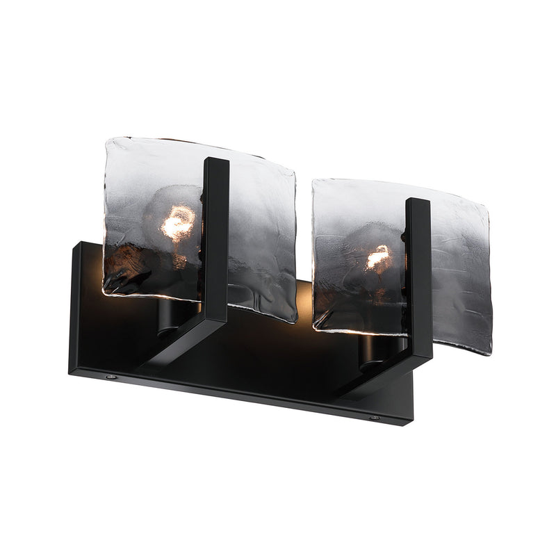 Golden 3164-BA2 BLK-SWG Two Light Vanity, Matte Black