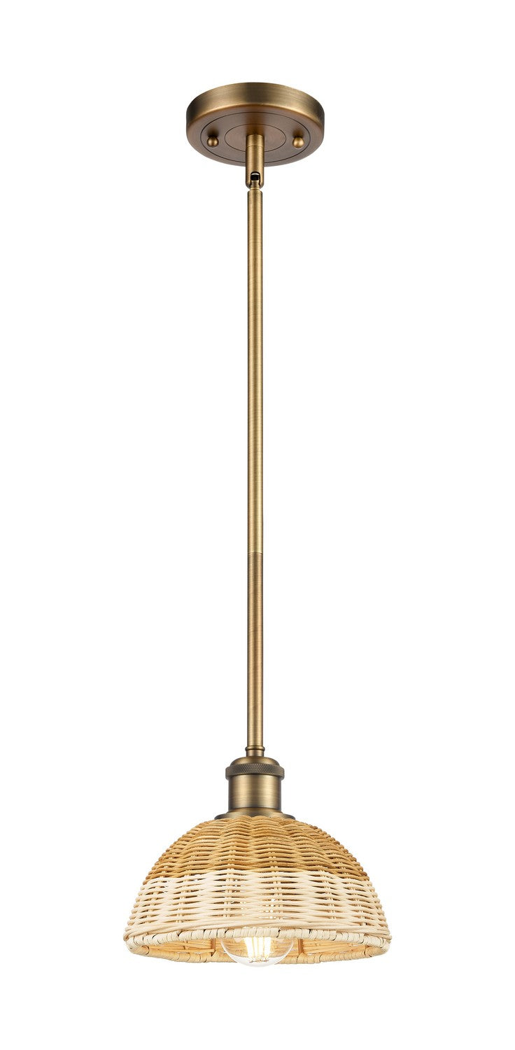 Innovations 516-1S-BB-NBD2-75-NAT One Light Mini Pendant, Brushed Brass