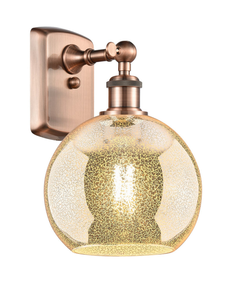 Innovations 516-1W-AC-G128-8 One Light Wall Sconce, Antique Copper