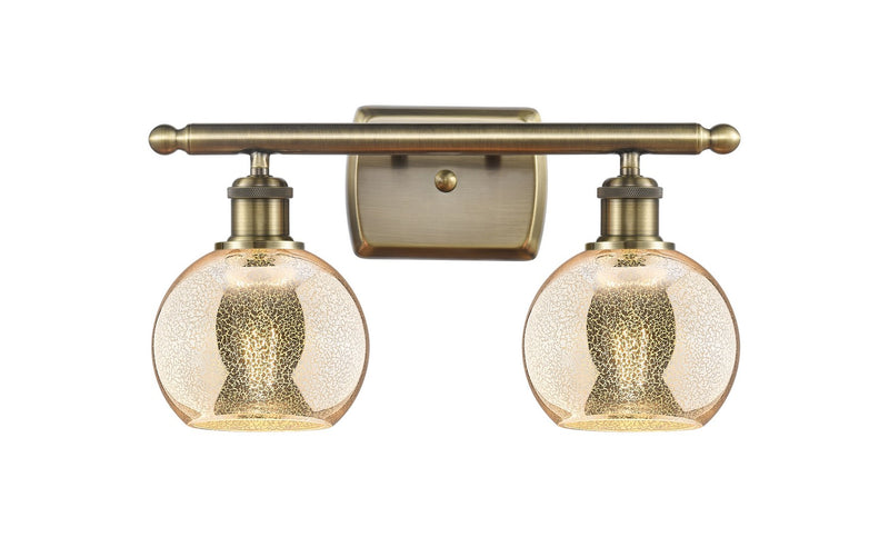 Innovations 516-2W-AB-G128-6 Two Light Bath Vanity, Antique Brass
