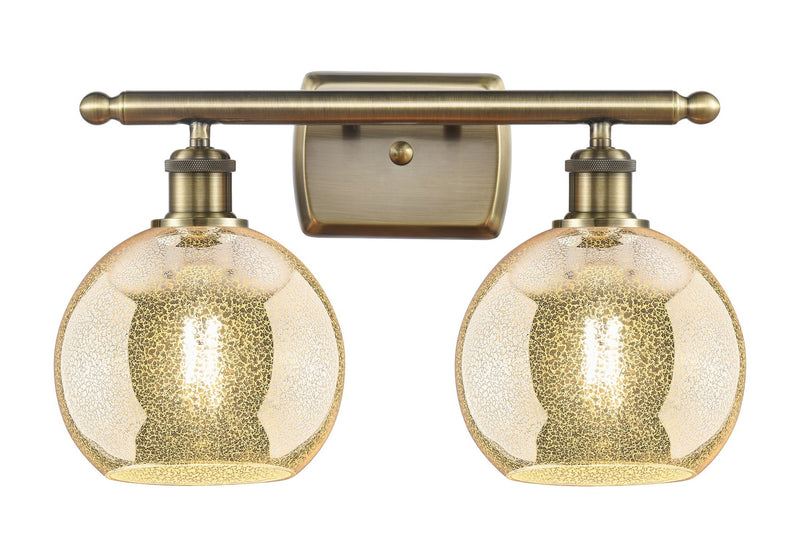 Innovations 516-2W-AB-G128-8 Two Light Bath Vanity, Antique Brass
