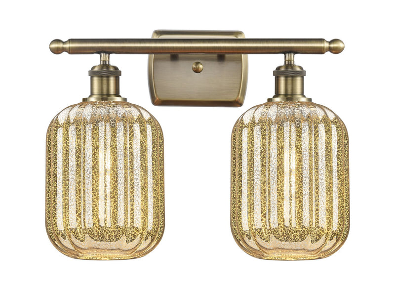 Innovations 516-2W-AB-G460-7ME Two Light Bath Vanity, Antique Brass