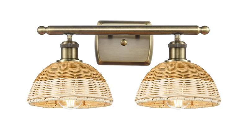 Innovations 516-2W-AB-NBD2-75-NAT Two Light Bath Vanity, Antique Brass