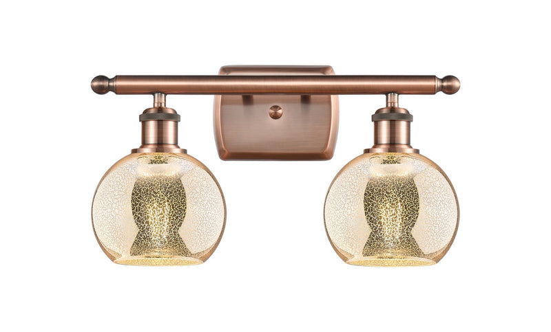 Innovations 516-2W-AC-G128-6 Two Light Bath Vanity, Antique Copper