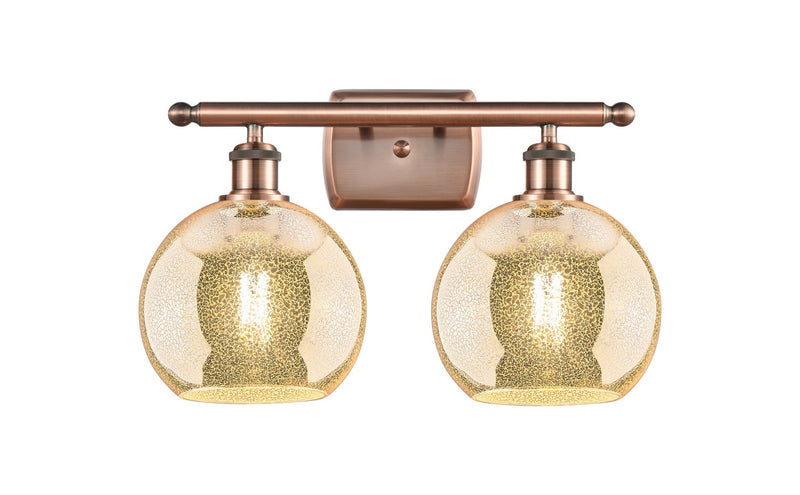 Innovations 516-2W-AC-G128-8 Two Light Bath Vanity, Antique Copper