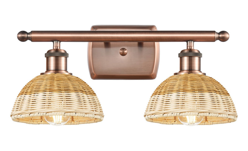 Innovations 516-2W-AC-NBD2-75-NAT Two Light Bath Vanity, Antique Copper