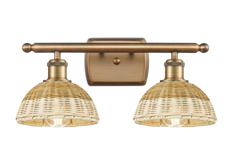 Innovations 516-2W-BB-NBD2-75-NAT Two Light Bath Vanity, Brushed Brass