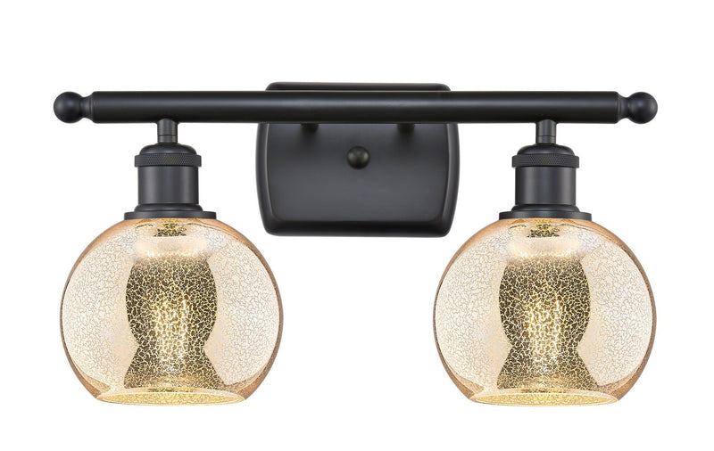 Innovations 516-2W-BK-G128-6 Two Light Bath Vanity, Matte Black