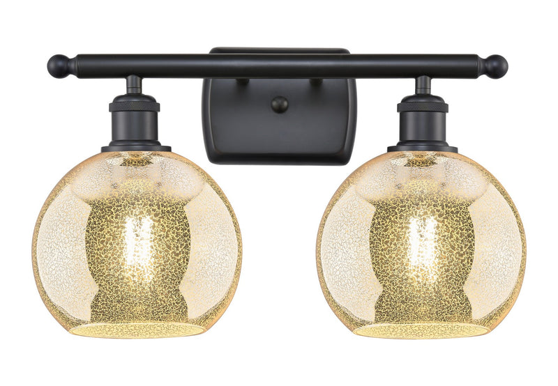Innovations 516-2W-BK-G128-8 Two Light Bath Vanity, Matte Black