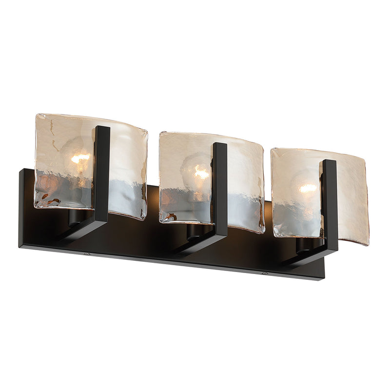 Golden 3164-BA3 BLK-AWG Three Light Vanity, Matte Black