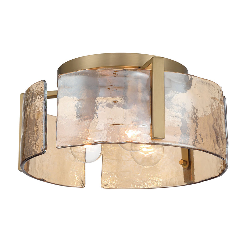 Golden 3164-FM BCB-AWG Three Light Flush Mount, Brushed Champagne Brass