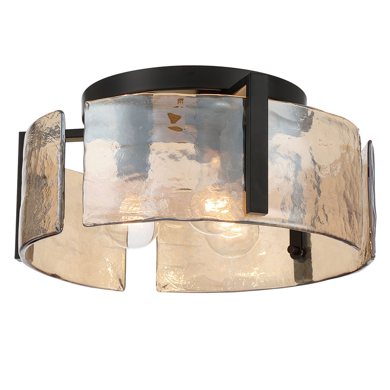 Golden 3164-FM BLK-AWG Three Light Flush Mount, Matte Black