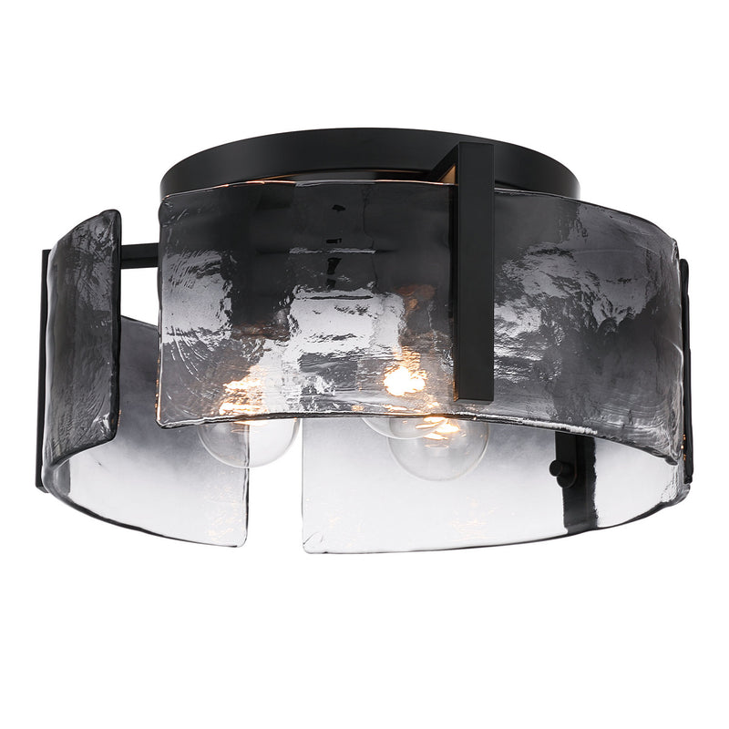 Golden 3164-FM BLK-SWG Three Light Flush Mount, Matte Black