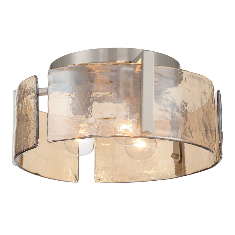Golden 3164-FM PW-AWG Three Light Flush Mount, Pewter