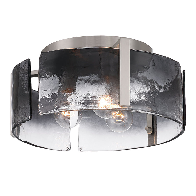 Golden 3164-FM PW-SWG Three Light Flush Mount, Pewter