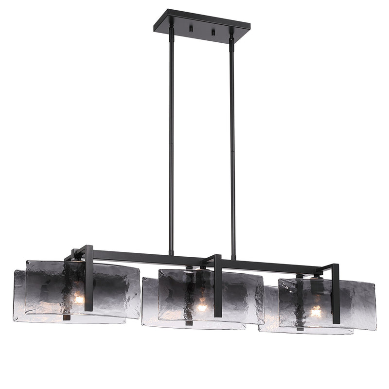Golden 3164-LP BLK-SWG Three Light Island Pendant, Matte Black