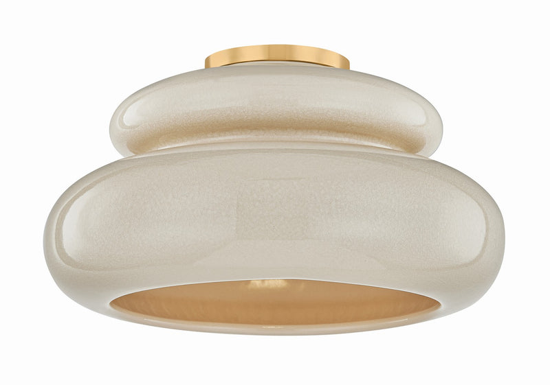 Mitzi H1145501-AGB/CBR One Light Semi Flush Mount, Aged Brass