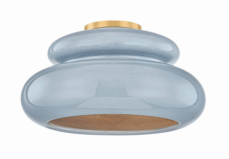 Mitzi H1145501-AGB/CCC One Light Semi Flush Mount, Aged Brass