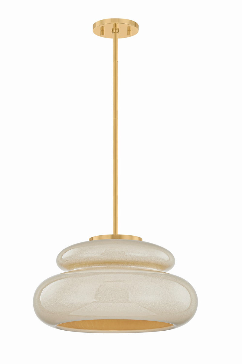Mitzi H1145701-AGB/CBR One Light Pendant, Aged Brass