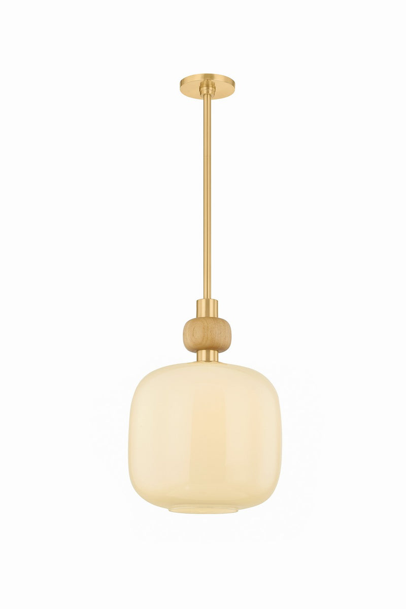 Mitzi H1149701S-AGB One Light Pendant, Aged Brass