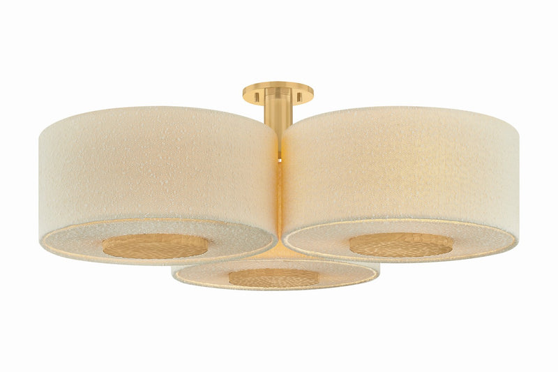 Mitzi H1153609-AGB Nine Light Flush Mount, Aged Brass
