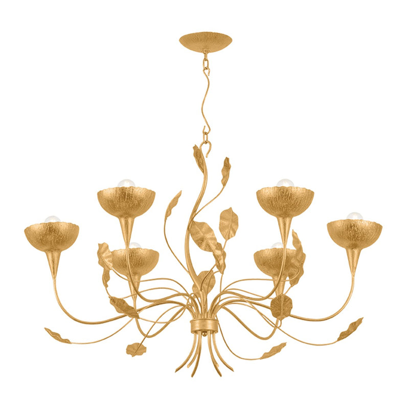 Corbett Lighting 566-38-VGL Six Light Chandelier, Vintage Gold Leaf
