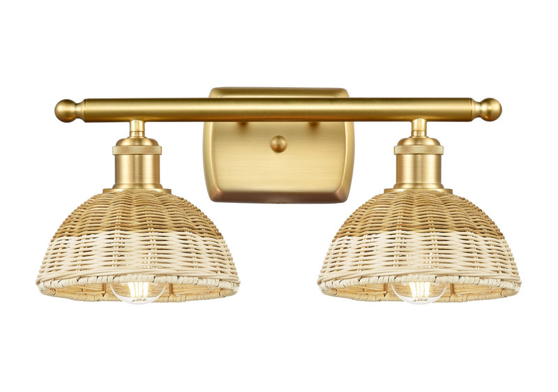Innovations 516-2W-SG-NBD2-75-NAT Two Light Bath Vanity, Satin Gold