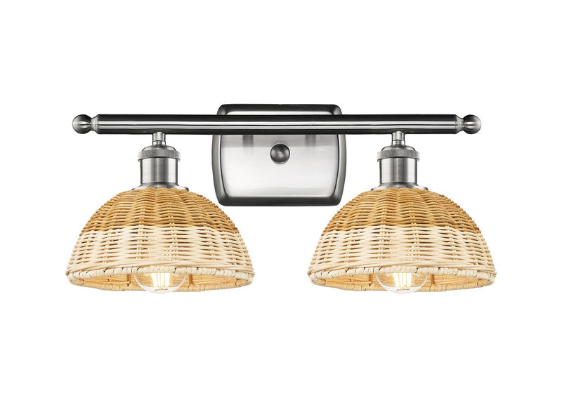 Innovations 516-2W-SN-NBD2-75-NAT Two Light Bath Vanity, Brushed Satin Nickel