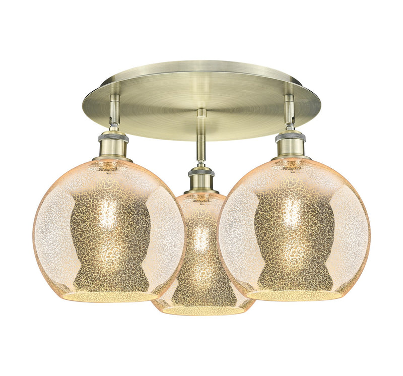Innovations 516-3C-AB-G128-10 Three Light Semi-Flush Mount, Antique Brass