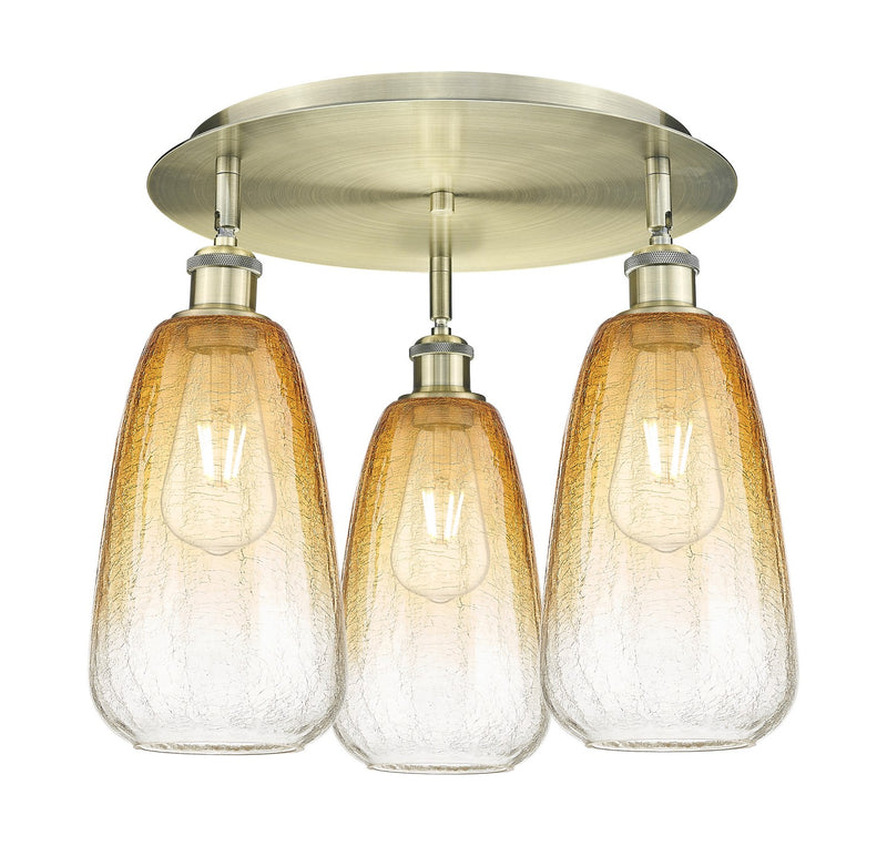 Innovations 516-3C-AB-G480-6AM Three Light Semi-Flush Mount, Antique Brass