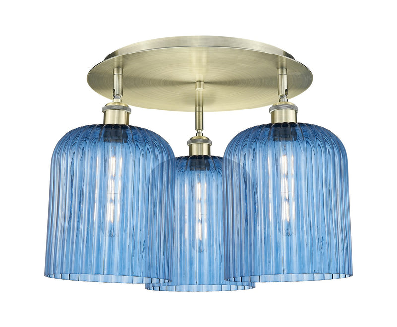 Innovations 516-3C-AB-G559-8BL Three Light Semi-Flush Mount, Antique Brass