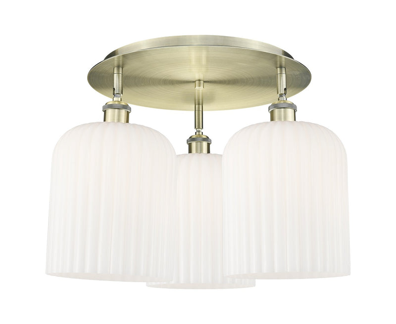 Innovations 516-3C-AB-G559-8GWH Three Light Semi-Flush Mount, Antique Brass