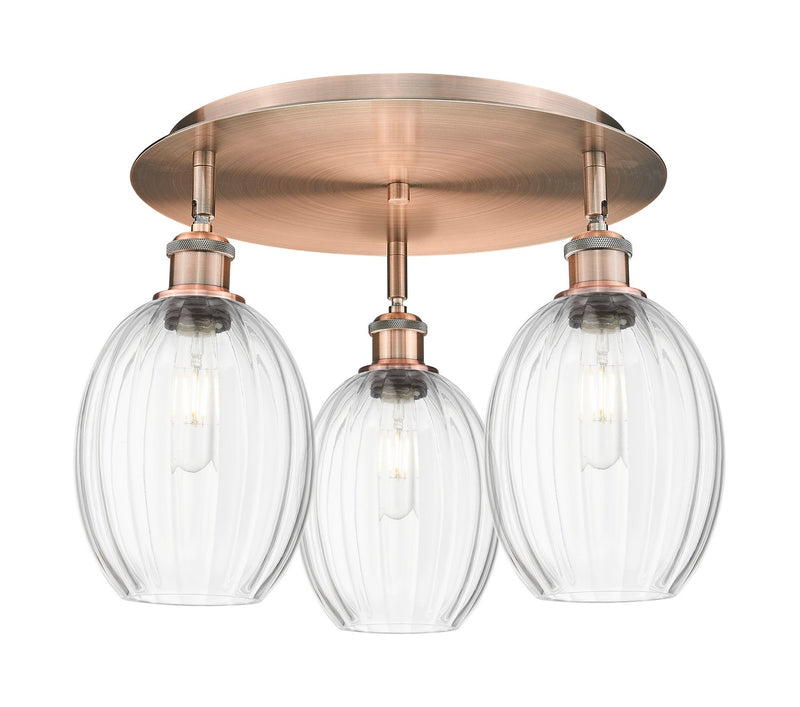 Innovations 516-3C-AC-G459-6CL Three Light Semi-Flush Mount, Antique Copper