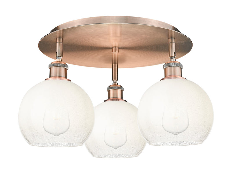 Innovations 516-3C-AC-G483-8OP Three Light Semi-Flush Mount, Antique Copper